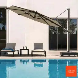 Costco Mirador 11ft (3.3m) Round Cantilever Umbrella with Rolling Base in Beige (non-LED) offer