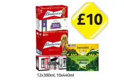 Londis Budweiser, Stella Artois, Carling, Thatchers Gold, Haze offer