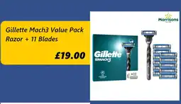 Morrisons Gillette Mach3 Value Pack Razor + 11 Blades offer