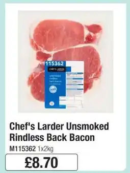 Makro Chef’s Larder Unsmoked Rindless Back Bacon offer