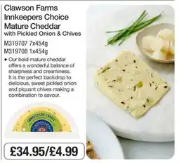 Makro Clawson Farms Innkeepers Choice Mature Cheddar with Pickled Onion & Chives offer