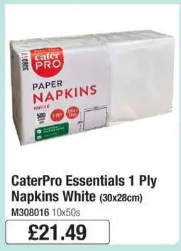 Makro CaterPro Essentials 1 Ply Napkins White offer