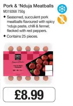 Makro Pork & ‘Nduja Meatballs offer