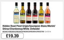 Makro Hidden Road Pinot Grigio/Sauvignon Blanc/Merlot/Shiraz/Chardonnay/White Zinfandel offer