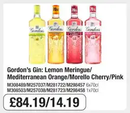 Makro Gordon’s Gin: Lemon Meringue/Mediterranean Orange/Morello Cherry/Pink offer