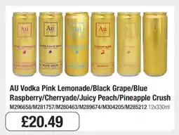 Makro AU Vodka Pink Lemonade/Black Grape/Blue Raspberry/Cherryade/Juicy Peach/Pineapple Crush offer