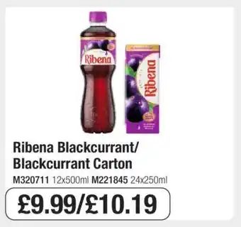 Makro Ribena Blackcurrant/Blackcurrant Carton offer