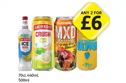 Londis Smirnoff Ice, Crush Lemon & lime, MXD Sip On The Beach, Au Vodka Blue Raspberry Ultra offer