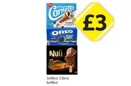Londis Cornetto Classico, Oreo Mini, Nuii Salted Caramel & Macademia offer