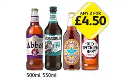 Londis Abbot, Hobgoblin IPA, Newcastle Brown Ale, Old Speckled Hen offer