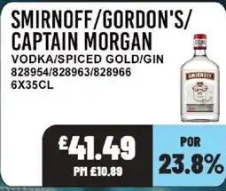 Bestway SMIRNOFF/GORDON'S/ CAPTAIN MORGAN Vodka/spiced gold/gin offer