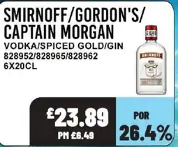 Bestway SMIRNOFF/GORDON'S/ CAPTAIN MORGAN Vodka/spiced gold/gin offer