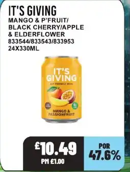 Bestway IT'S GIVING Mango & p'fruit/ black cherry/apple& elderflower offer