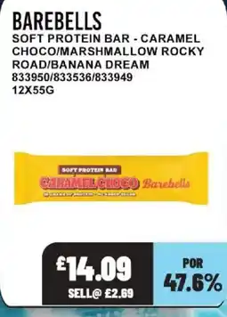 Bestway BAREBELLS Soft protein bar caramel choco/marshmallow rocky road/banana dream offer