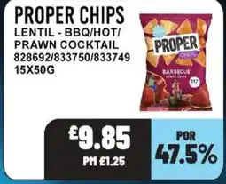 Bestway PROPER CHIPS Lentil - bbq/hot/ prawn cocktail offer