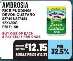 Bestway AMBROSIA Rice pudding/ devon custard offer