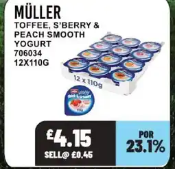 Bestway MÜLLER Toffee, s'berry & peach smooth yogurt offer