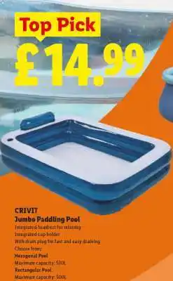 Lidl CRIVIT Jumbo Paddling Pool offer