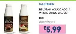 Bestway CARMENS Belgian milk choc / white choc sauce offer