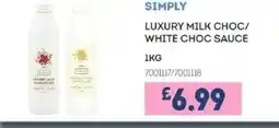 Bestway SIMPLY Luxury milk choc/ white choc sauce offer