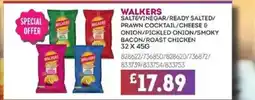 Bestway WALKERS Salt vinegar/ready salted/ prawn cocktail/cheese & onion/pickled onion/smoky bacon/roast chicken offer