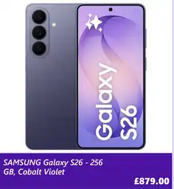 Currys PC World SAMSUNG Galaxy S26 - 256 GB, Cobalt Violet offer