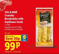 Lidl Sol&Mar Crunchy Breadsticks with Sunflower Seeds offer