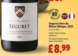 Lidl Séguret Côtes du Rhône Villages, 2025 offer