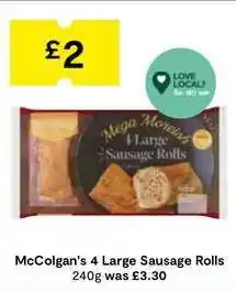 SuperValu McColgan's 4 Large Sausage Rolls offer
