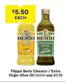 SuperValu Filippo Berio Classico / Extra Virgin Olive Oil 500ml offer