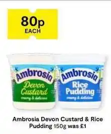 SuperValu Ambrosia Devon Custard & Rice Pudding 150g offer