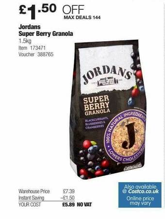Costco Jordans Super Berry Granola offer
