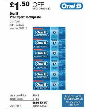 Costco Oral B Pro Expert Toothpaste offer