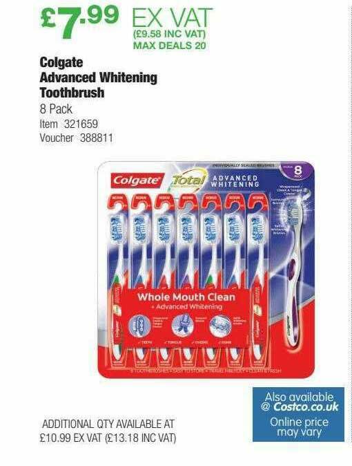 Colgate Advanced Whitening Toothbrush offer at Costco