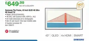 Costco Samsung The Frame, 43 Inch Qled 4k Ultra Hd Smart Tv offer