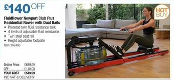 Costco Fluidrower Newport Club Plus Residential Rower With Dual Rails offer