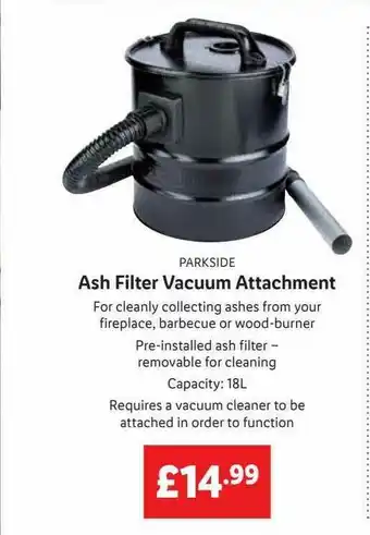 Lidl Ash Filter Vacuum Attachment offer