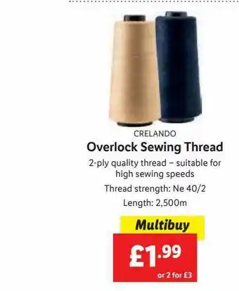 Lidl Overlock Sewing Thread offer