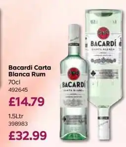 Bestway Bacardi Carta Blanca Rum 70cl offer