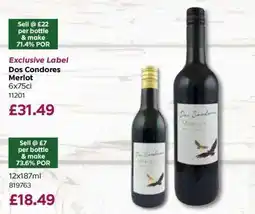 Bestway Dos Condores Merlot 6x75cl offer
