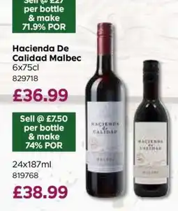 Bestway Hacienda De Calidad Malbec 6x75cl offer