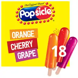 Iceland Popsicle Orange, Cherry and Grape Flavour Ice Lollies 18 x 48ml offer