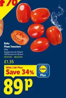 Lidl Baby Plum Tomatoes offer