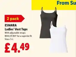 Lidl ESMARA Ladies’ Vest Tops offer