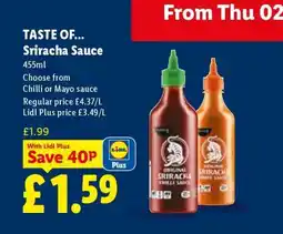 Lidl TASTE OF... Sriracha Sauce offer