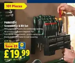 Lidl Parkside Screwdriver & Bit Set offer