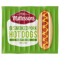 Iceland Mattessons 8 Smoked Pork Hot Dogs 280g offer