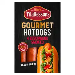 Iceland Mattessons 4 Gourmet Hot Dogs Beechwood Smoked 280g offer
