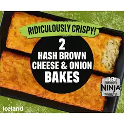 Iceland Iceland Ridiculously Crispy! 2 Hash Brown Cheese & Onion Bakes 260g offer