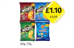Londis McCoys Flame Grilled Steak, Salt & Malt Vinegar, Cheddar & Onion, Walkers Squares offer
